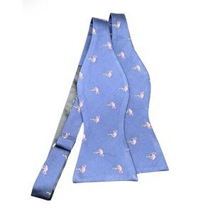 TOMMY HILFIGER Blue Flamingo Self Bow Tie Adjustable 100% Silk